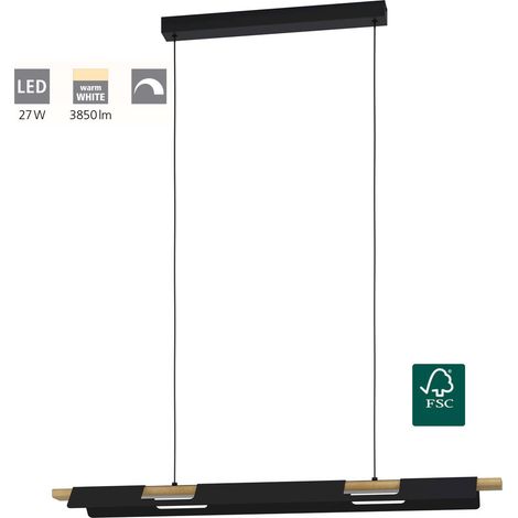 Lampe suspendue Ermua Noir, Brown Blanc L: 100 B: 16.5 H: 110cm Dimmable 3000k (1/5)