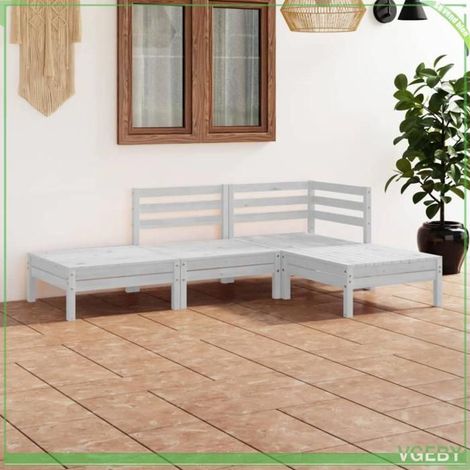 Salon de jardin - FAFEICY - 3082618 - Bois de pin massif - Modulaire - Blanc mat (4 places) (1/5)