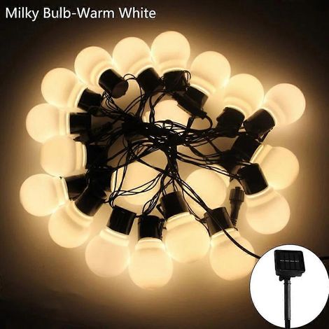 Guirlande lumineuse solaire LED 5/7/12 m - Décoration extérieure pour Noël mariage Russie - Blanc laiteux chaud (1/5)