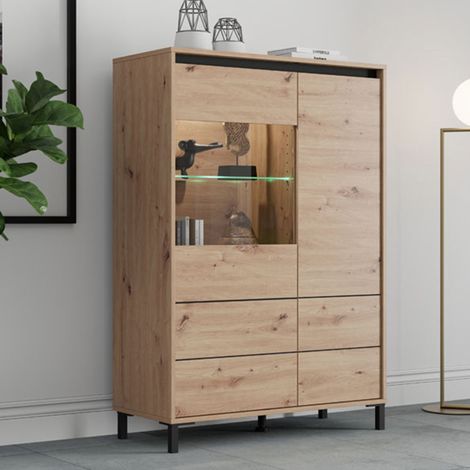Credenza Vignate, Madia 4 Ripiani, 6 Vani, 2 Ante, 93x40x135h cm Marrone Rovere Nodi (1/5)