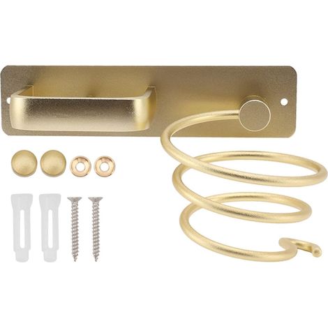 Haartrocknerhalter aus Aluminium, Haartrocknerhalter zum Aufhängen im Badezimmer, goldfarben (1/5)