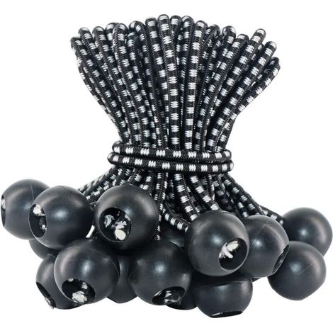 Tendeur Elastique 50 Pièces, Tendeur Bache 10cm, Corde Elastique, Sandow Elastique, Tendeur en Caoutchouc, Cordons Élastiques avec Boules pour Pavillon, Bâche, Tente, Rideaux, Bannière, Camping--TRIME (1/5)