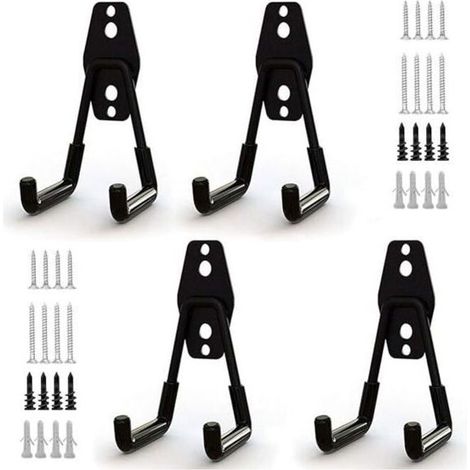 4pcs Crochet de Rangement de Garage en Acier,Stockage outils garage Crochets avec Revêtement Anti-Dérapant Support Lourd pour (1/5)
