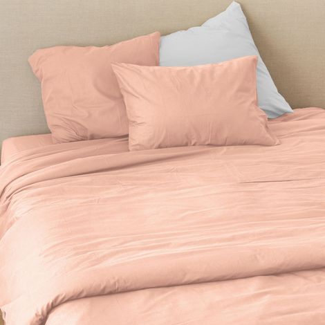 Housse de couette coton Lavé Oekotex Rose 260x240 cm (1/2)