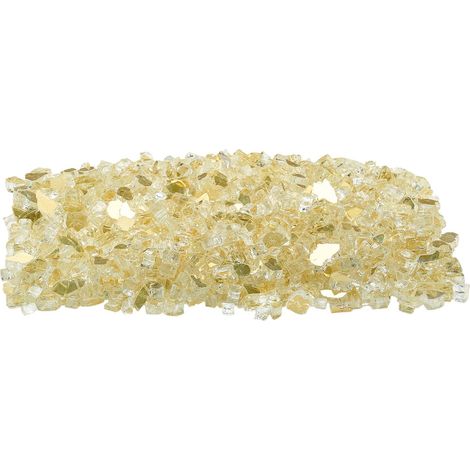 Mophorn 10 Pfund / 4,5 kg hochtemperaturbeständiges reflektierendes Feuerglas, 1/2 Zoll rauchfreie Kaminsteine für Feuerstellentische, goldene Landschaftssteine