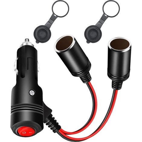 1 à 2 Allume-Cigare Câble D'extension avec Interrupteur, Distributeur de Prise Allume Cigare Socket Mâle vers Femelle, DC 12V 24V Adaptateur Répartiteur 1 à 2 Splitter avec Prise avec Fusible (1/5)