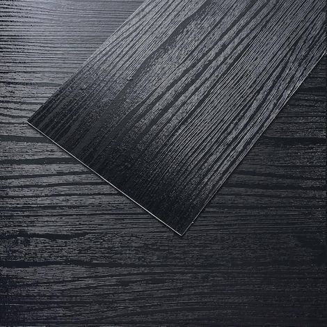 Dalle Adhesive Sol Bois Noir Vintage 16 Pièces Carrelage Adhesif Sol Effet Bois Noir Dalle PVC Adhesive Sol Cuisine Sol PVC Adhesif Salle de Bain Imperméable Chambre Garage 1.8mm 90cm×15cm (1/5)