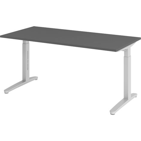 bümö Schreibtisch Serie-XB Rechteck: 160 x 80 cm  Graphit Silber
