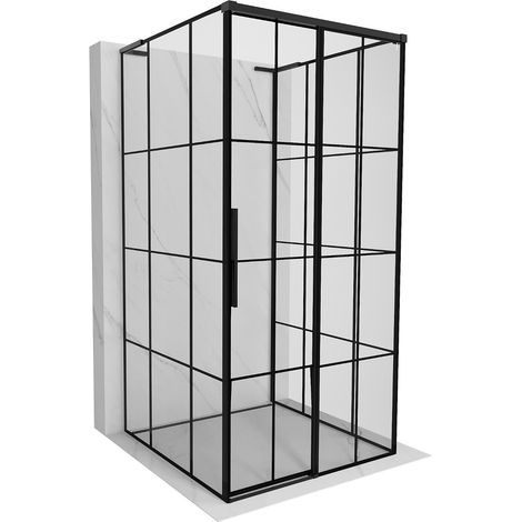 Mexen Rox-3S L duschkabine 3-seitig schiebbar rechts 95 x 95 cm, schwarzes Gitter, schwarz - 8C2L-095-095-70-77-3S-P (1/3)