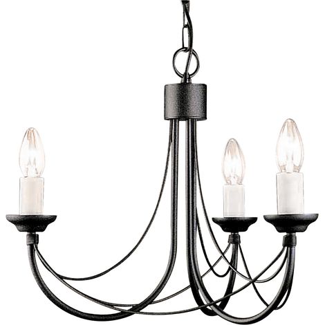 Elstead Carisbrooke - Lampadario 3 Luci Finitura Nera, E14