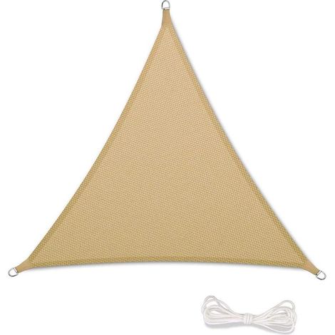 Voile d'ombrage 2x2x2m Auvent Résistante aux Imperméable pour Patio & Terrasse Jardin de Protection Solaire 90% Une Protection des Rayons UV avec Corde Libre Triangulaire Sand (1/5)