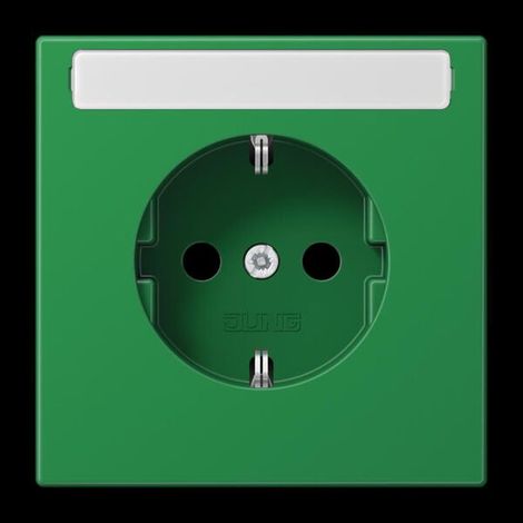 Jung SCHUKO Steckdose, 16 A 250 V , mit Schriftfeld, Thermoplast, Serie LS, grün (für SV) LS1520BFNAGN