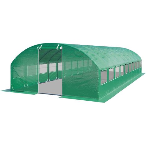TOOLPORT Foliengewächshaus Gewächshaus 4x10m stabil & langlebig mit Fenster - reißfeste PE Plane 180g/m² grün transparent
