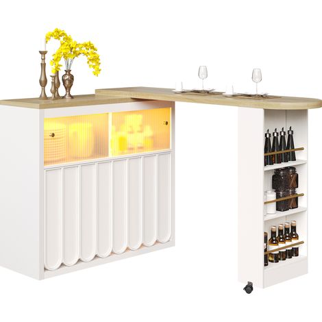 GagaTable bar extensible LED 135-205x39x100 cm blanche (1/5)