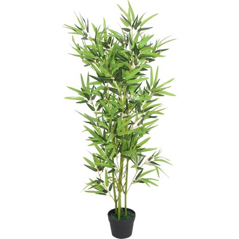 Plante artificielle en bambou avec pot de 120 cm, verte