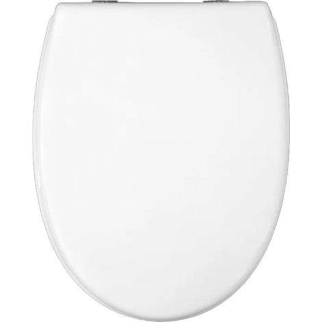 Abattant adulte pour WC blanc – Résine polyester – Fixations verticales – Dimensions 45x37cm – Entraxe 13-22cm – Espinosa