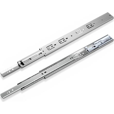 Randaco 1 Paar Schubladenschienen 400 mm Vollauszug, 3-teilig, Softclose mit Selbsteinzug, 45 kg Tragkraft, Schubladenauszug aus Stahl (1/5)