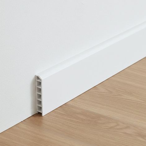 Rodapié PVC Blanco 1200x80 mm Impermeable y Pasacables  ISOVEX