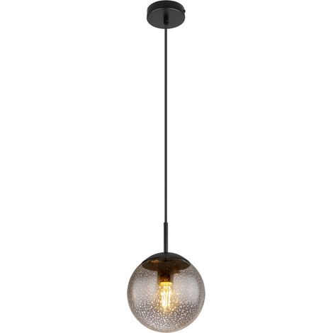 Globo Samos Suspension Globe en verre fumé noir mat, 1 ampoule E27