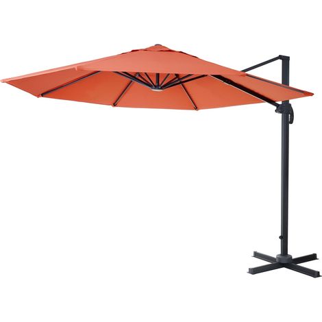 Gastronomie-Ampelschirm HHG-535, Sonnenschirm, rund Ø 3m Polyester Alu/Stahl 23kg terracotta ohne Ständer