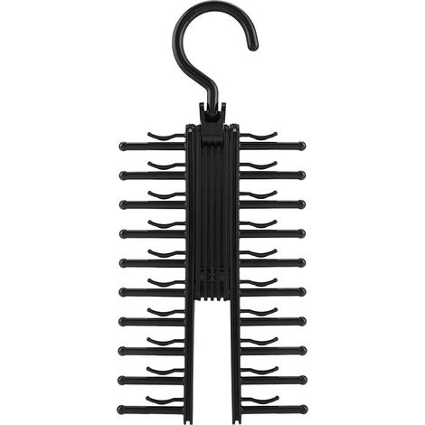 Cintre à Cravate, Porte-Cravate Croix X Réglable, Noir Porte-Cravate Organisateur Cintre Clips Antidérapants avec Rotation à 360 Degrés, pour Cravates Ceinture Foulards (1/5)