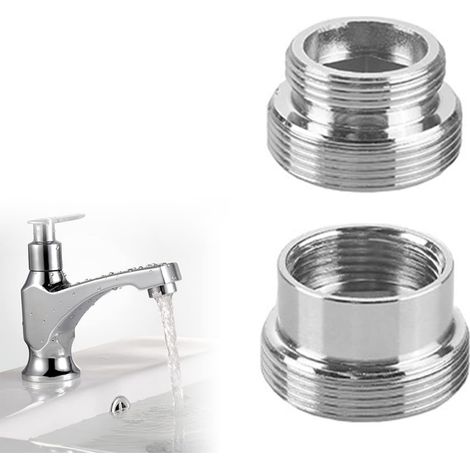 Adaptateurs de robinet en métal argenté – 2 pièces 16mm à 22mm – Connecteur aérateur pour robinet de cuisine et salle de bain – Résistant à la corrosion