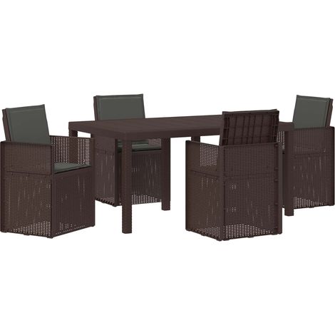 Garden Dining Set with Cushion 5 pcs Brown and Anthracite PP vidaXL (1/5)