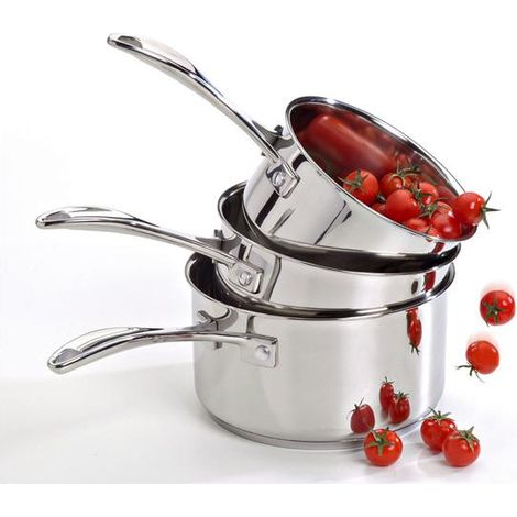 Lot de 3 casseroles BEKA Chef inox 16/18/20 cm 1,7/2,4/3,3 L triple fond thermoradiant inox 18/10 (1/4)