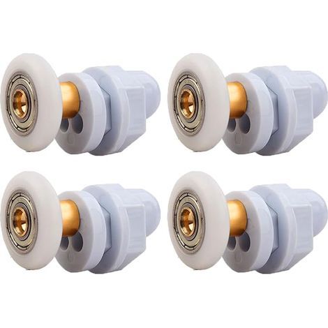 Roulettes Porte de Douche, 4 Pièces Roulette Porte Coulissante Douche en Laiton, Roulette Porte Coulissante, pour Remplacement de Douche Coulissante Verre Porte Coureurs Rouleaux (23MM)