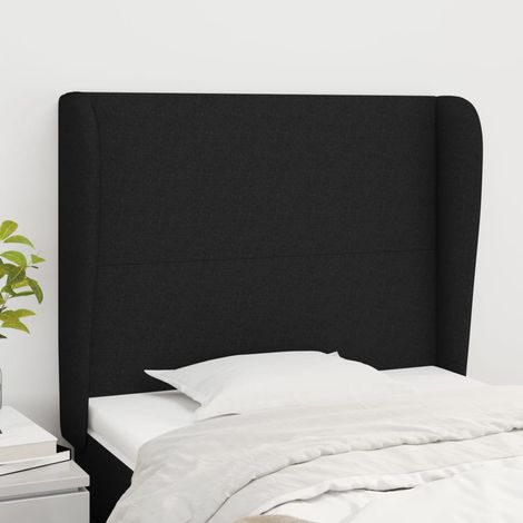 Tête de lit avec oreilles Panneau de lit pour Lit adult Décoration murale Noir 103x23x118/128 cm Tissu RJYKXR422701 (1/5)