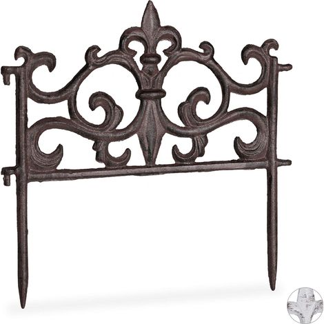 Relaxdays Bordura per Aiuole, Vintage, Singole Parti, con Paletti per Il Fissaggio, Recinzione Deco, 27x27, Marrone (1/5)