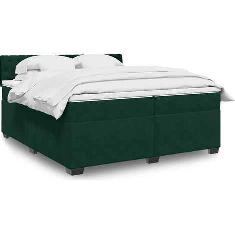 Boxspringbett mit Matratze Dunkelgrün 200x200 cm Samt