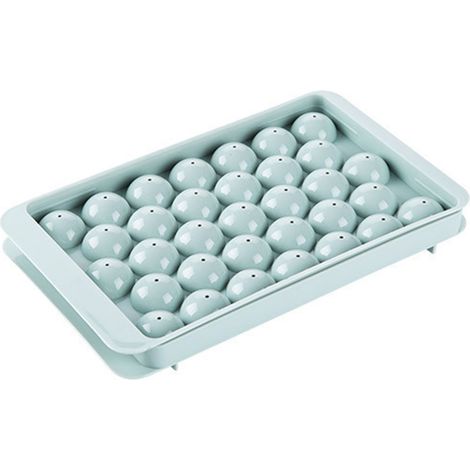 Bac à glaçons 33 alvéoles silicone avec couvercle, moule sphères faciles à démouler, réutilisable, bleu (1/5)