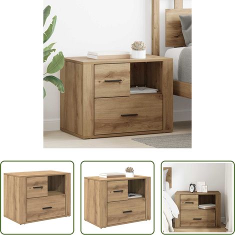 Rangement chambre - Cabinet de chevet avec tiroir Chêne artisanal 35 x 60 x 50 cm (1/5)