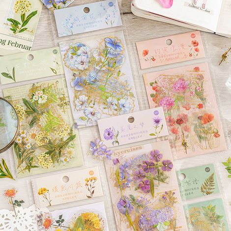 Stickers Floraux Original Aesthetic Set (30PCS) Papier Journaling Cahier Nature DIY Déco - Lot Unique avec Modèles Tendances Romantiques (1/5)