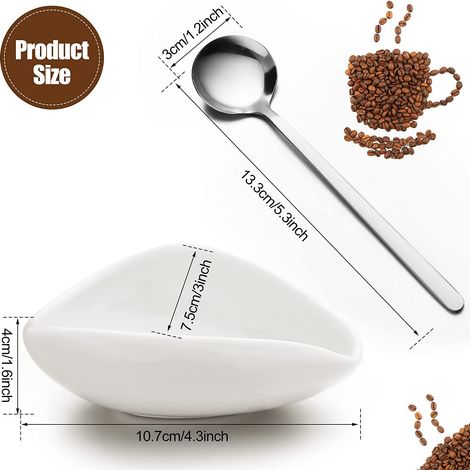 Plat à haricots blancs + cuillère à mélanger en argentPlateau doseur pour grains de café, balance, coupelle à grains, tasse doseuse en céramique pour café moulu, coupelle pour grains verts, plateau de (1/4)
