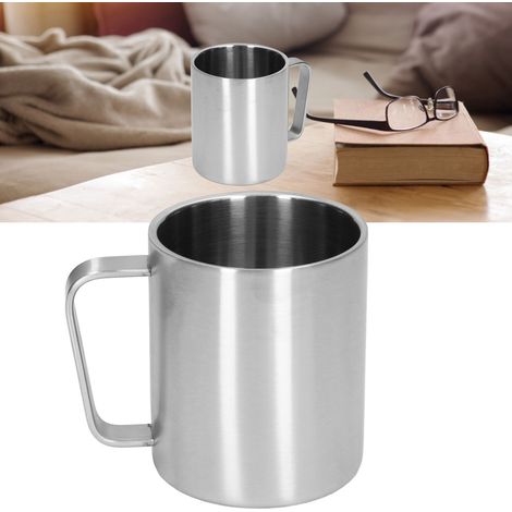 Kaffeebecher aus Edelstahl 304 mit Henkel, doppelwandige Wasserflasche fürs Büro, tragbarer Becher (1/5)