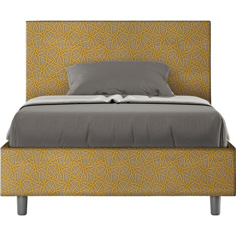 Letto 1 Piazza e Mezzo 120x210 cm con Rete e Contenitore Adele Era 06 Giallo (1/5)