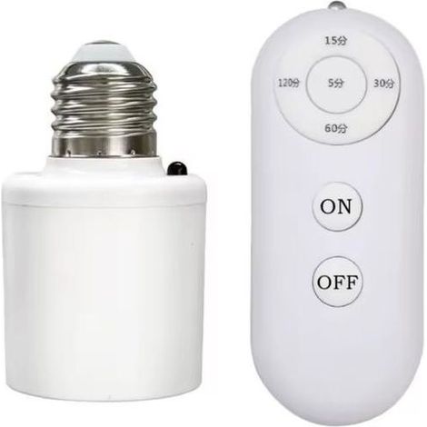Douille de lampe avec interrupteur à minuterie intelligent sans fil et télécommande, douille de lampe multifonctionnelle 220V E27. (1/5)