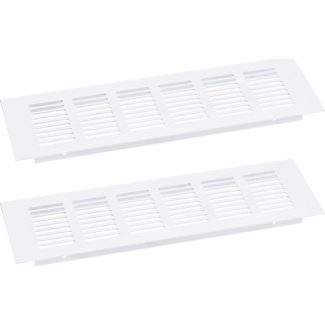 Grille de Couverture de Bouches d'Aération, 2 Pièces 250 x 100 mm - Grille de Retour d'Air en Alliage d'Aluminium, Grille de Ventilation Rectangulaire à Persiennes (Blanc) (1/5)