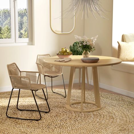Lot de 2 chaises de salle à manger design bohème assise en corde tressée piètement en acier 56 x 59 x 74 cm (1/5)
