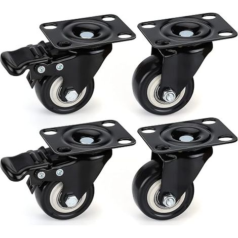 4er Set Möbelrollen mit Bremse Rollen 50mm Schwerlastrollen Rollen für Möbel Gesamttragkraft 280kg Lenkrollen, Möbelrollen Transportrollen Bockrollen Gummirollen (1/5)