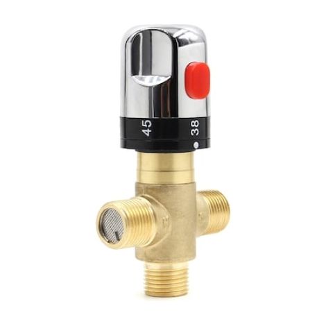 Vana de amestec termostatica, protection antiparire, din alama, reglabila intre 20°C-50°C (1/5)