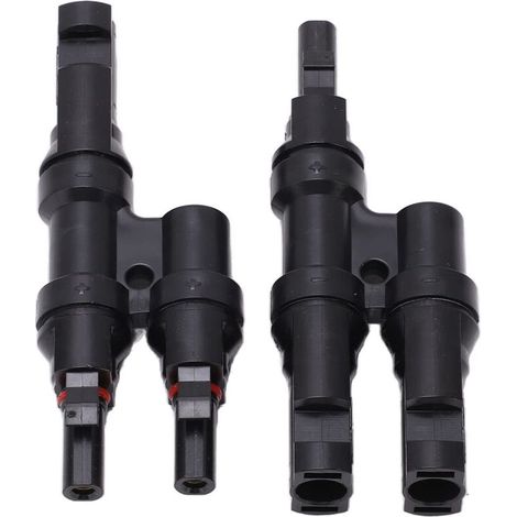 Solar-Abzweigverbinder, 2 Stück, 50 A, wasserdicht, 1 auf 2 Stecker/Buchse, Y-Abzweig-Paralleladapterkabel, Drahtsteckerwerkzeug, unterstützt den Anschluss von 14 AWG bis 10 AWG Solarkabeln (1/5)