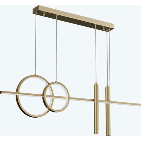 doporro Lampadario a Sospensione LED 100cm, Lampada Lineare da Soffitto 38W 6240LM, 3 Colori di Luce, Altezza Regolabile, Finitura Dorata, per Sala da Pranzo, Soggiorno, Cucina - Alivetta2256 (1/5)