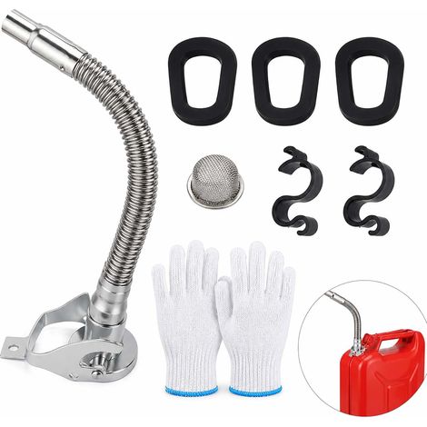 Set de 8 Becs Verseurs pour Jerrican Métal, Tube de Remplissage Flexible avec Accessoires, Bec pour Bidon Carburant 5L, 10L, 20L, Camion, Bateau (1/5)