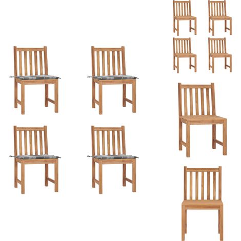Chaises de jardin lot de 4 avec coussins Bois de teck massif - Chaise De Jardin - Mobilier De Jardin - Chaise En Bois - Chaises En Bois - Teck (1/5)