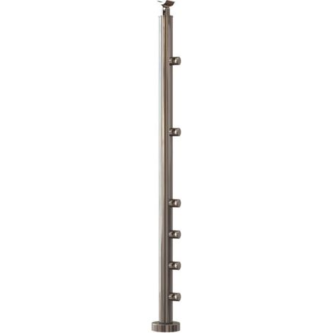 Poteau de garde-corps modèle LAPALUD à 6 lisses - Finition INOX (1/2)