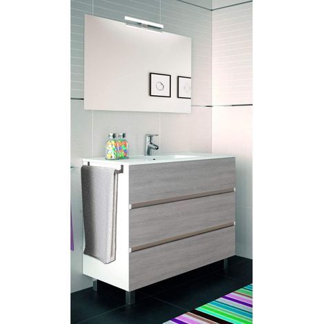 MUEBLE DE BAÑO ARAE CON LAVABO, ESPEJO Y TOALLERO COMBI: GRIS CENIZA Y BLANCO 70CM (1/5)