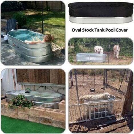 Couverture Piscine Ovale - Tissu Oxford 420D - Pour Piscines Hors Sol - 2 Pi x 4 Pi x 2 Pi - Noir - 1 Pièce (1/4)